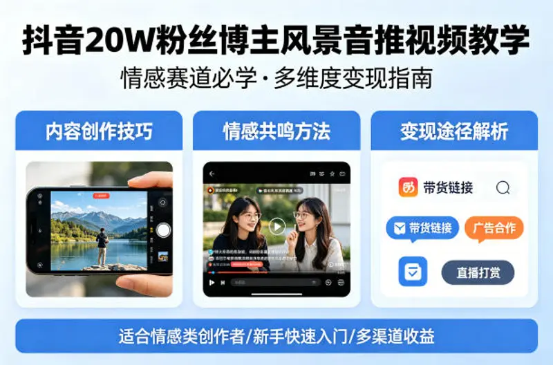 抖音20W粉丝博主风景音推视频教学,情感赛道必学 抖音20W粉丝博主风景音推视频教学,情感赛道必学