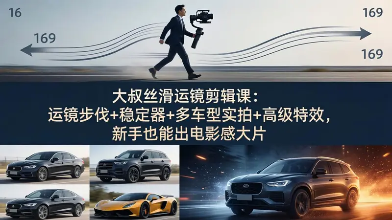 大叔丝滑运镜剪辑课:运镜步伐+多车型实拍+高级特效,新手也能出电影感大片 大叔丝滑运镜剪辑课:运镜步伐+多车型实拍+高级特效,新手也能出电影感大片