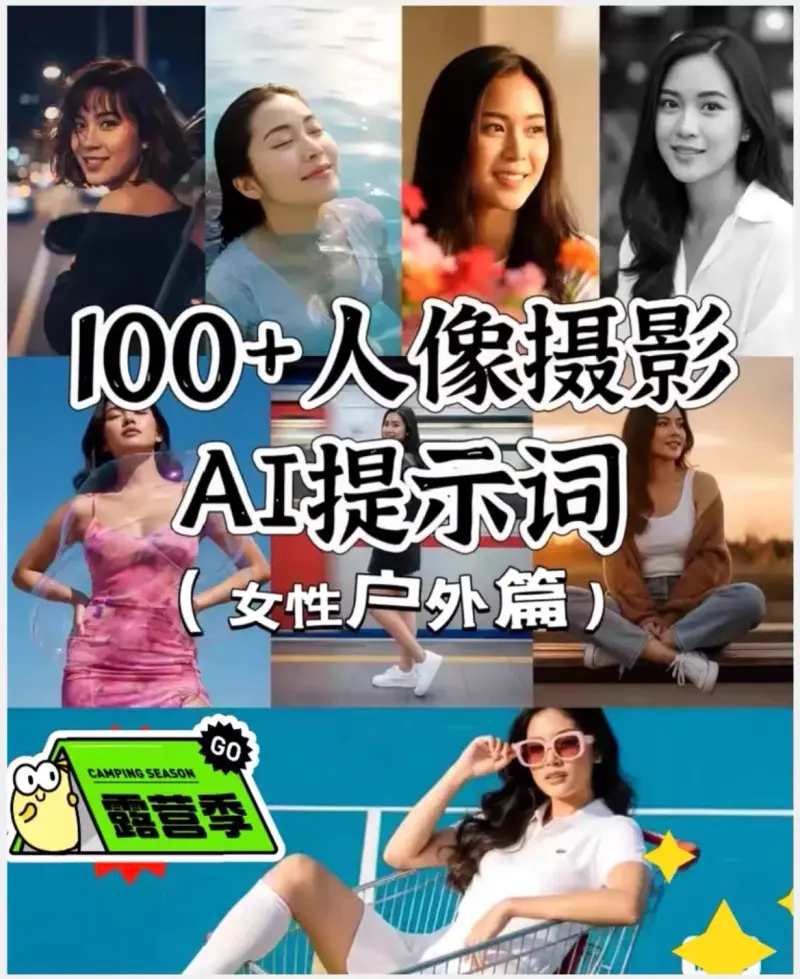 100+女性户外人像摄影AI提示词合集 第1张 100+女性户外人像摄影AI提示词合集 第1张