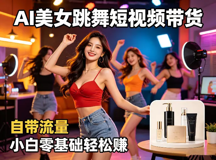 AI美女跳舞短视频带货：自带流量，小白零基础轻松賺，详细拆 第1张