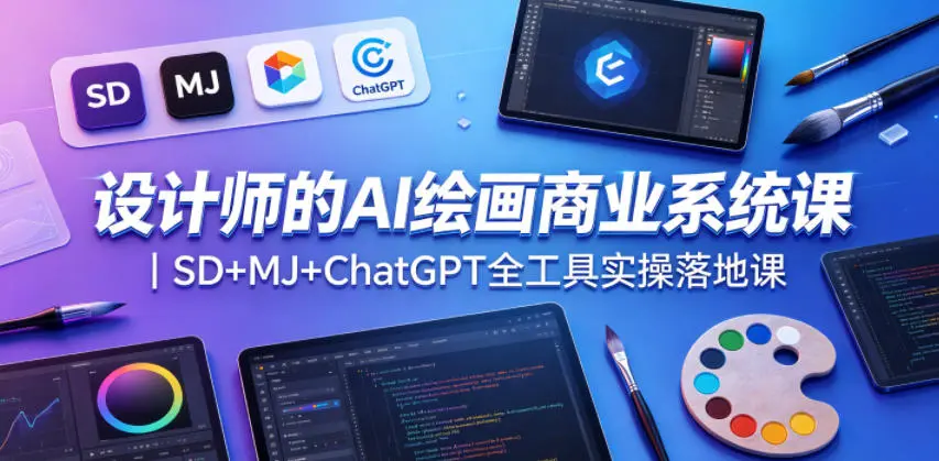 设计师的AI绘画商业系统课|SD+MJ+ChatGPT全工具实操落地课 第1张 设计师的AI绘画商业系统课|SD+MJ+ChatGPT全工具实操落地课 第1张
