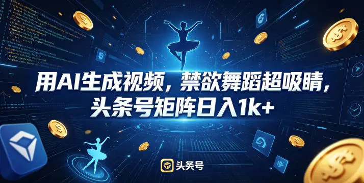 用AI生成视频,禁欲舞蹈超吸睛,头条号矩阵日入1k+ 第1张 用AI生成视频,禁欲舞蹈超吸睛,头条号矩阵日入1k+ 第1张