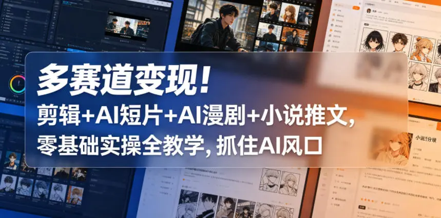 多赛道变现！剪辑+AI短片+AI漫剧+小说推文，零基础实操全教学 第1张
