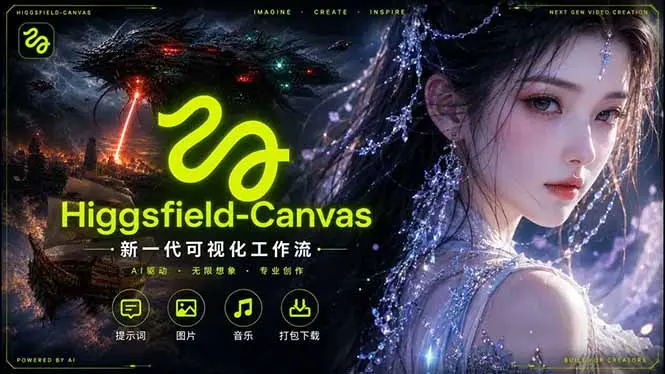 Higgsfield Canvas AI视频制作详解，节点式工作流搭建，视频创作完整教程 第1张