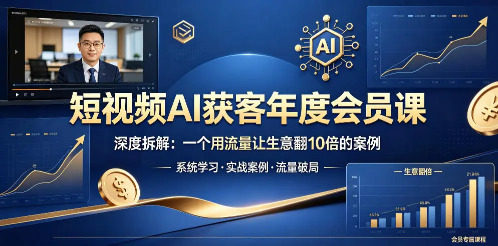 短视频AI获客年度会员课，深度拆解，一个用流量让生意翻10倍的案例 第1张