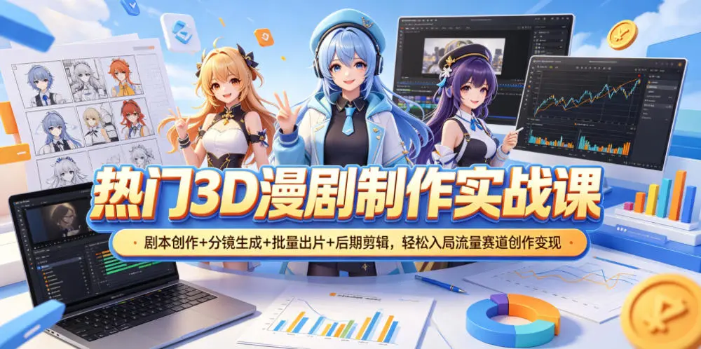 热门3D漫剧制作实战课,剧本创作+分镜生成+批量出片+后期剪辑 第1张 热门3D漫剧制作实战课,剧本创作+分镜生成+批量出片+后期剪辑 第1张