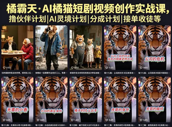 橘霸天·AI橘猫短剧视频创作实战课,撸伙伴计划|AI灵境计划 第1张 橘霸天·AI橘猫短剧视频创作实战课,撸伙伴计划|AI灵境计划 第1张