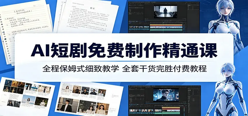 AI短剧免费制作精通课：全程保姆式细致教学，全套干货完胜付费教程 第1张