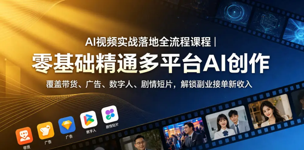 AI视频实战落地全流程课程|零基础精通多平台AI创作 第1张 AI视频实战落地全流程课程|零基础精通多平台AI创作 第1张