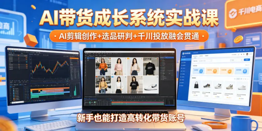 AI带货成长系统实战课,AI剪辑创作+选品研判+千川投放融会贯通 第1张 AI带货成长系统实战课,AI剪辑创作+选品研判+千川投放融会贯通 第1张