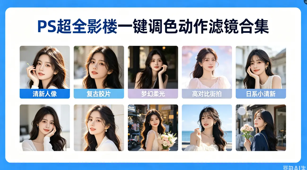 PS超全影楼一键调色动作滤镜合集 第1张 PS超全影楼一键调色动作滤镜合集 第1张