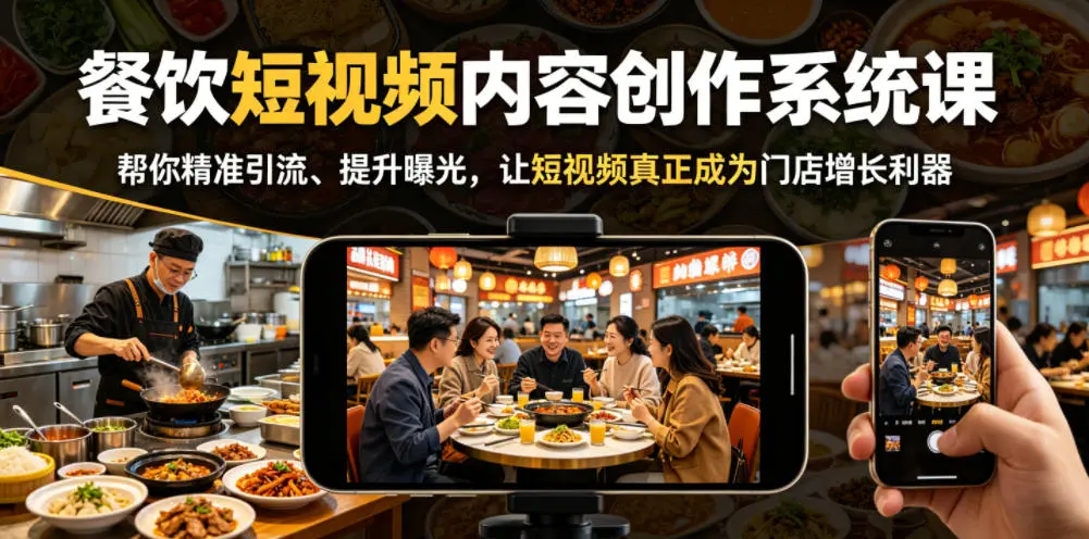 餐饮短视频内容创作系统课,让短视频真正成为门店增长利器 第1张 餐饮短视频内容创作系统课,让短视频真正成为门店增长利器 第1张