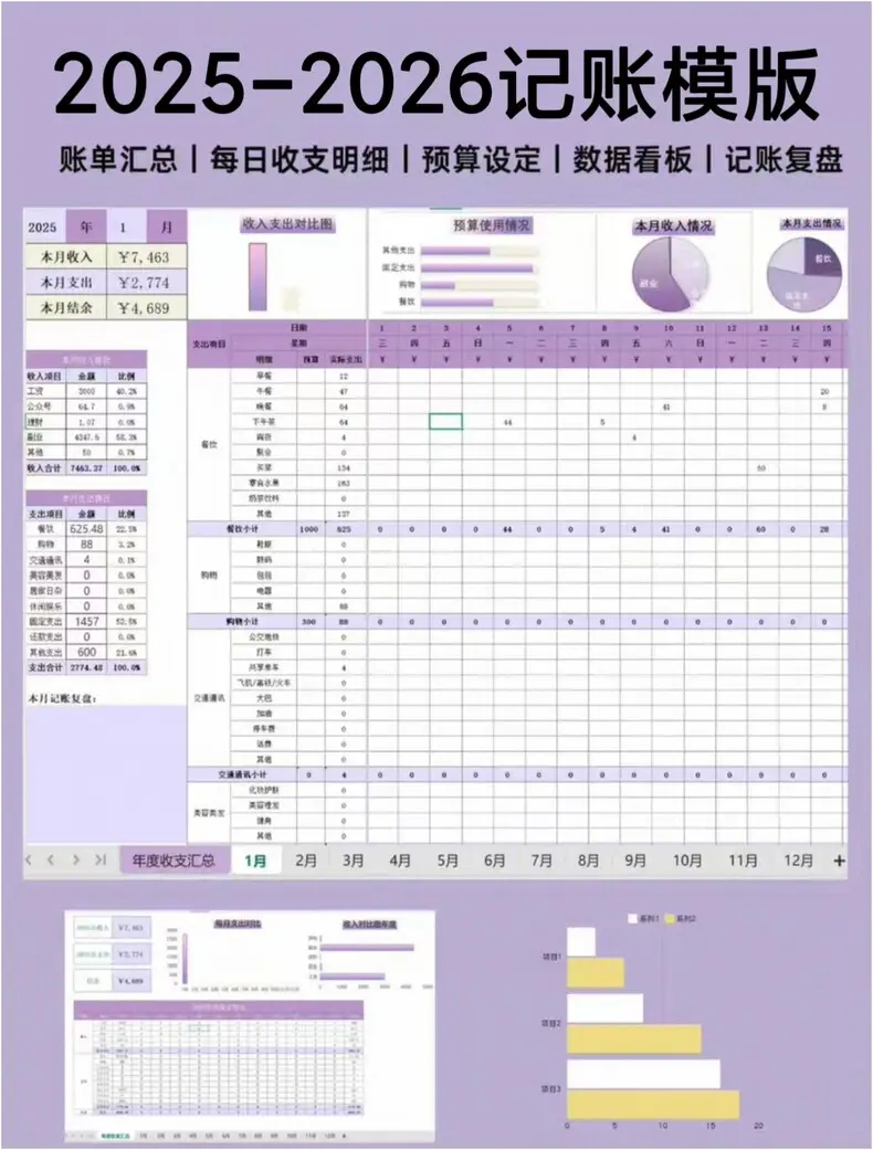 2025-2026Excel表格记账模版自动生成财务报表 第1张 2025-2026Excel表格记账模版自动生成财务报表 第1张