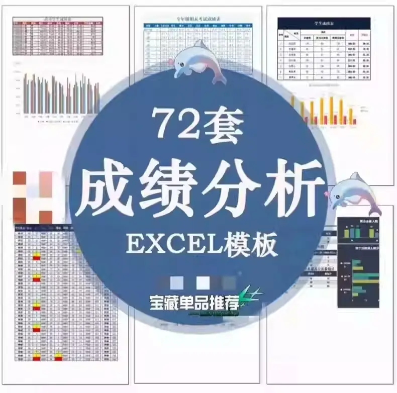 72套成绩分析报告管理可视化图表EXCEL模板 第1张