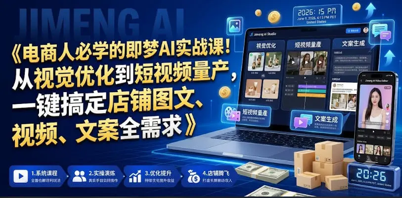 电商人必学的即梦AI实战课,一键搞定店铺图文、视频、文案全需求 第1张 电商人必学的即梦AI实战课,一键搞定店铺图文、视频、文案全需求 第1张