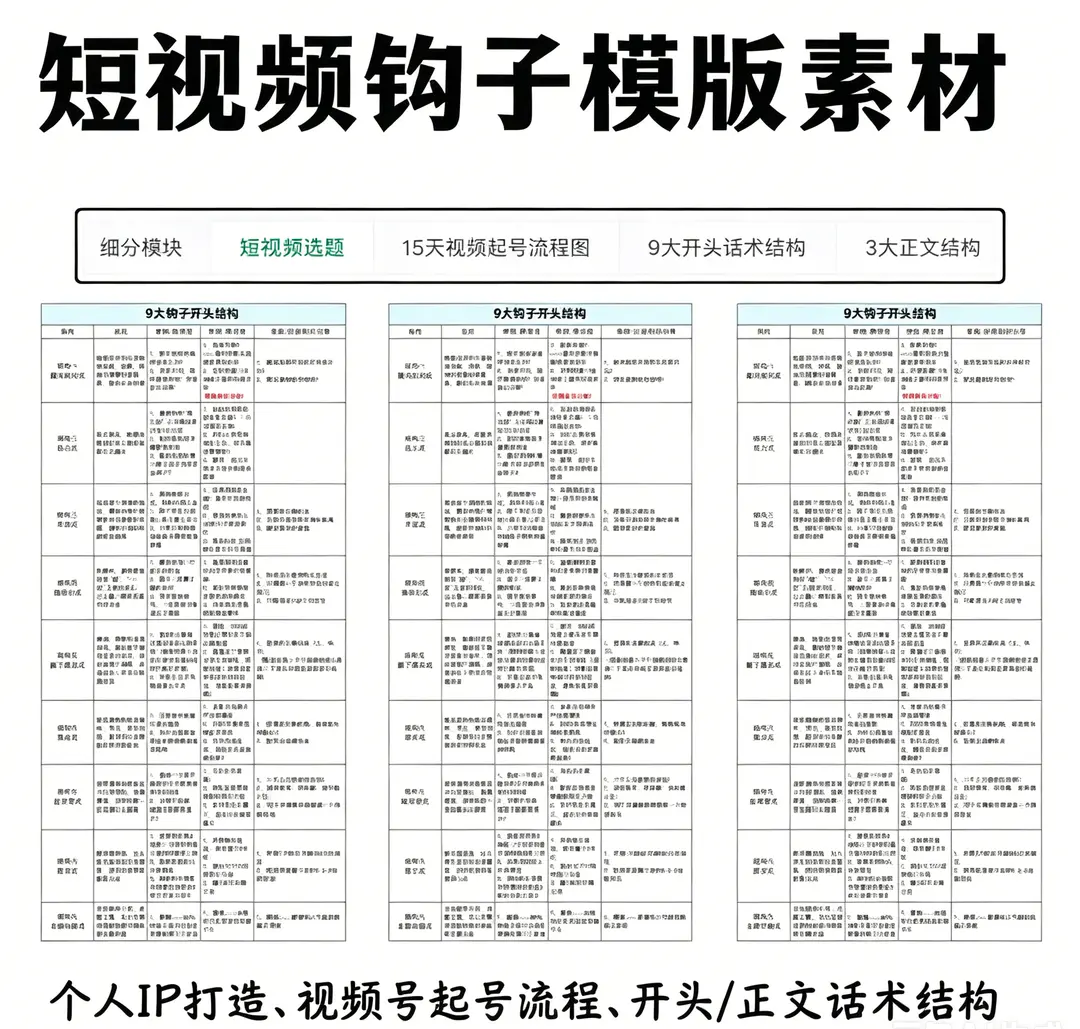 短视频个人IP钩子文案爆款短视频模板 第1张 短视频个人IP钩子文案爆款短视频模板 第1张