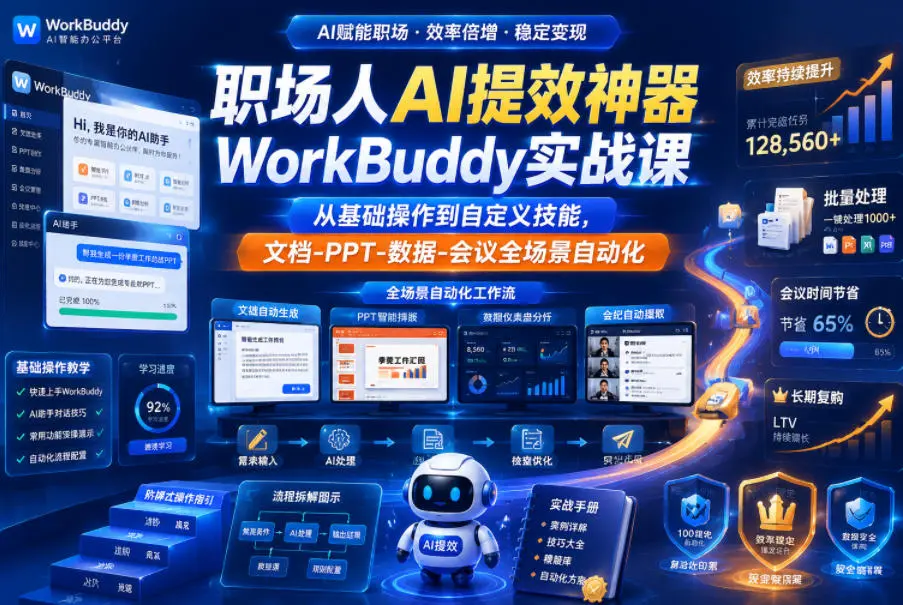 职场人AI提效神器WorkBuddy实战课 第1张 职场人AI提效神器WorkBuddy实战课 第1张