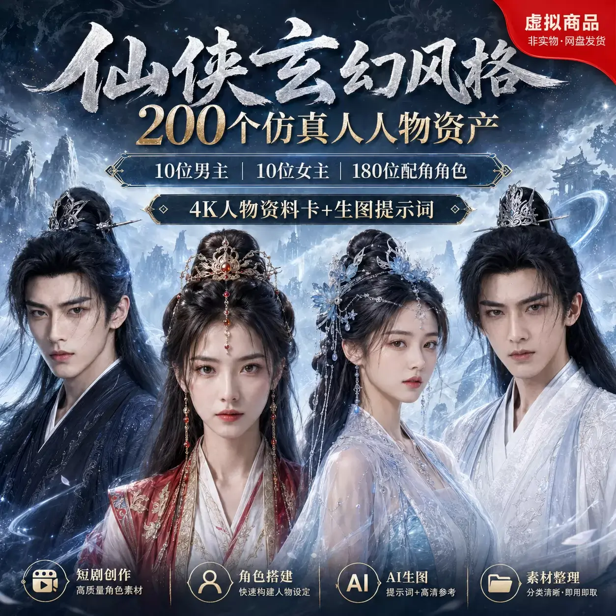 200个ai仙侠玄幻漫剧人物素材+仿真人提示词 第1张 200个ai仙侠玄幻漫剧人物素材+仿真人提示词 第1张
