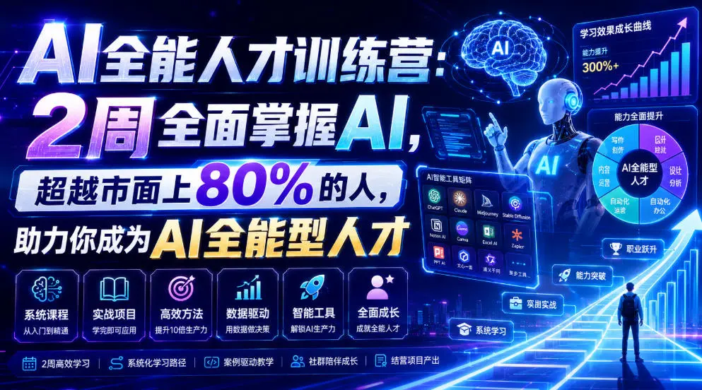AI全能人才训练营:2周全面掌握AI,助力你成为AI全能型人才 第1张 AI全能人才训练营:2周全面掌握AI,助力你成为AI全能型人才 第1张