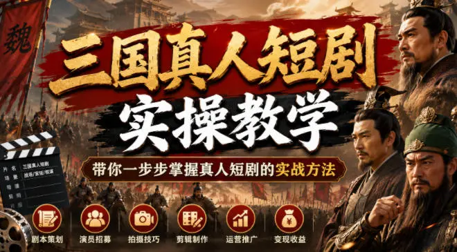 三国真人短剧实操教学，带你一步步掌握真人短剧的实战方法 第1张