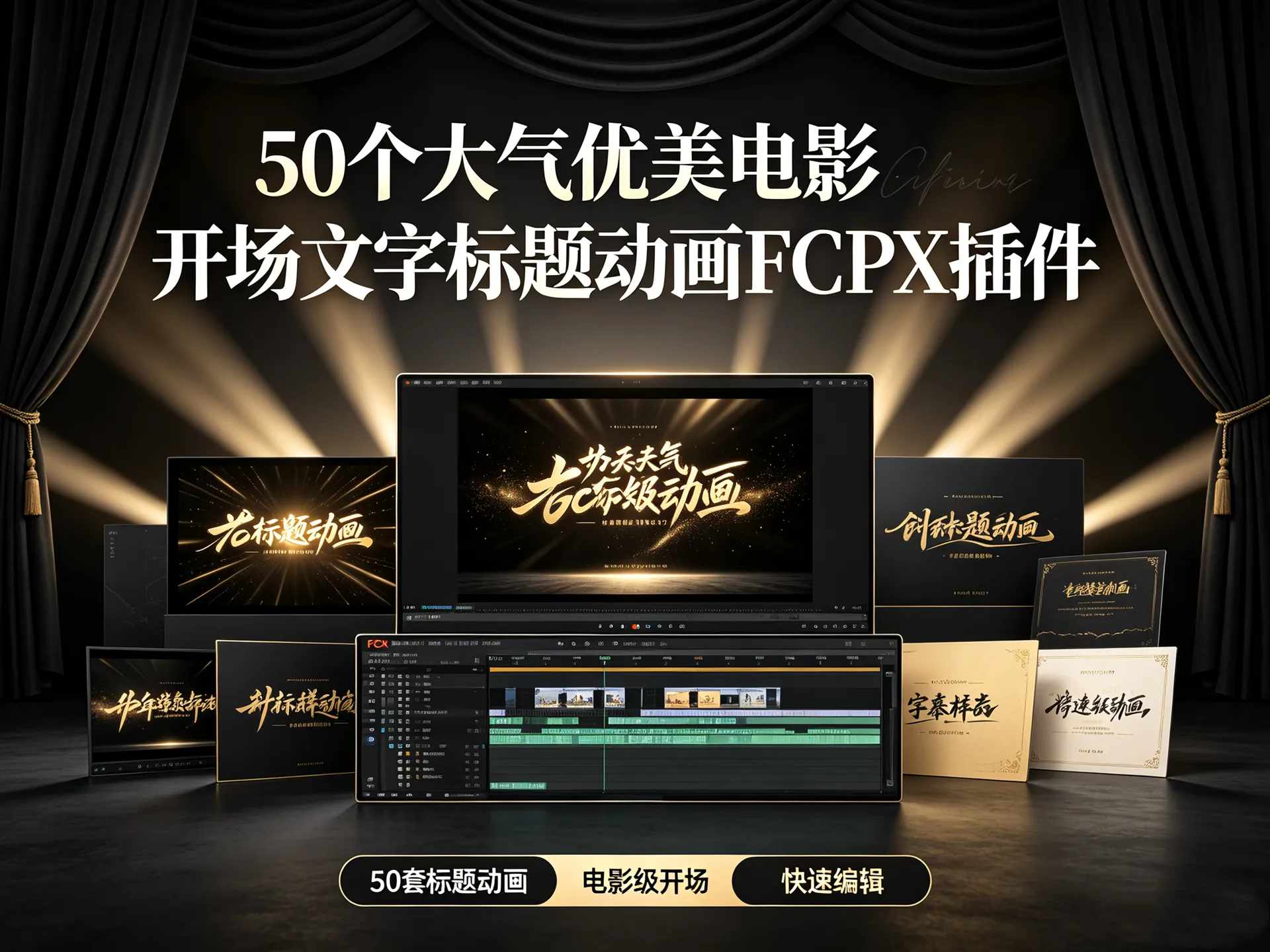 50个大气优美电影开场文字标题动画FCPX插件 第1张 50个大气优美电影开场文字标题动画FCPX插件 第1张
