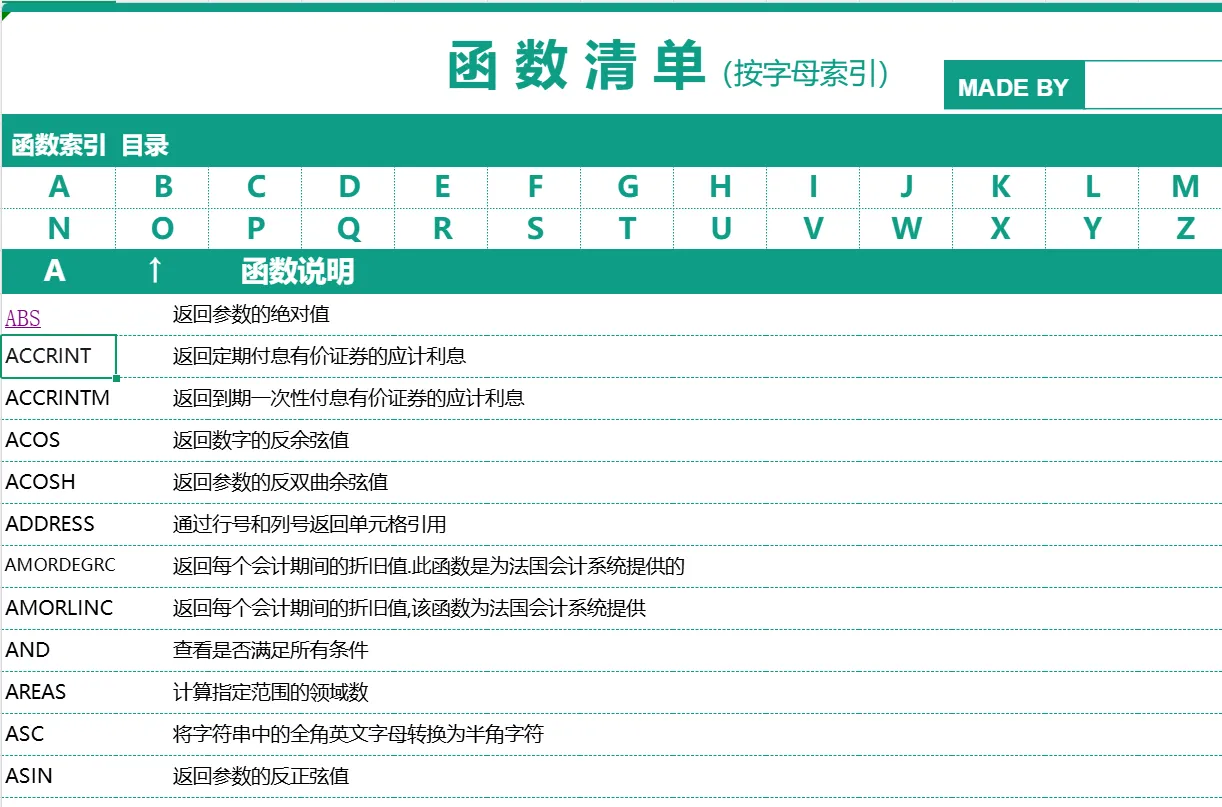500个常用Excel函数学习包 第1张 500个常用Excel函数学习包 第1张