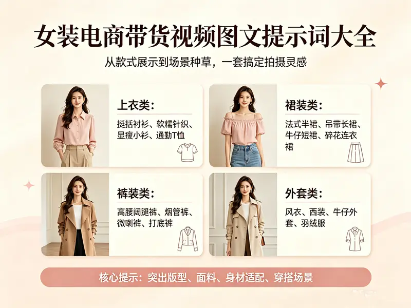 女装电商带货视频图文AI提示词大全 第1张