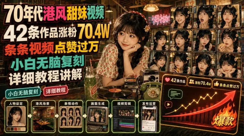 70年代港风甜妹视频,42条作品涨粉70.4W,详细教程讲解 第1张 70年代港风甜妹视频,42条作品涨粉70.4W,详细教程讲解 第1张