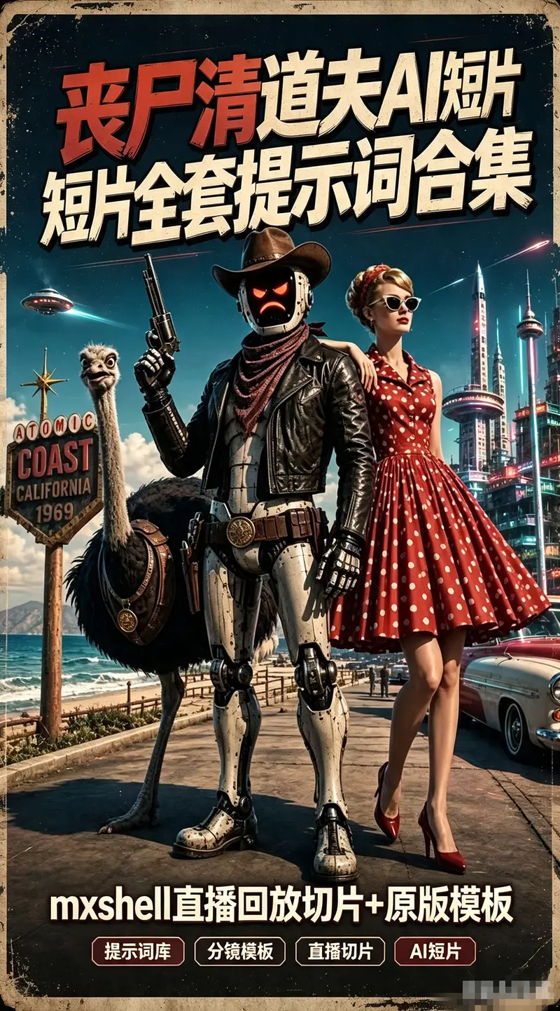 丧尸清道夫AI短片全套提示词合集,mxshell直播回放切片+原版模板 第1张 丧尸清道夫AI短片全套提示词合集,mxshell直播回放切片+原版模板 第1张