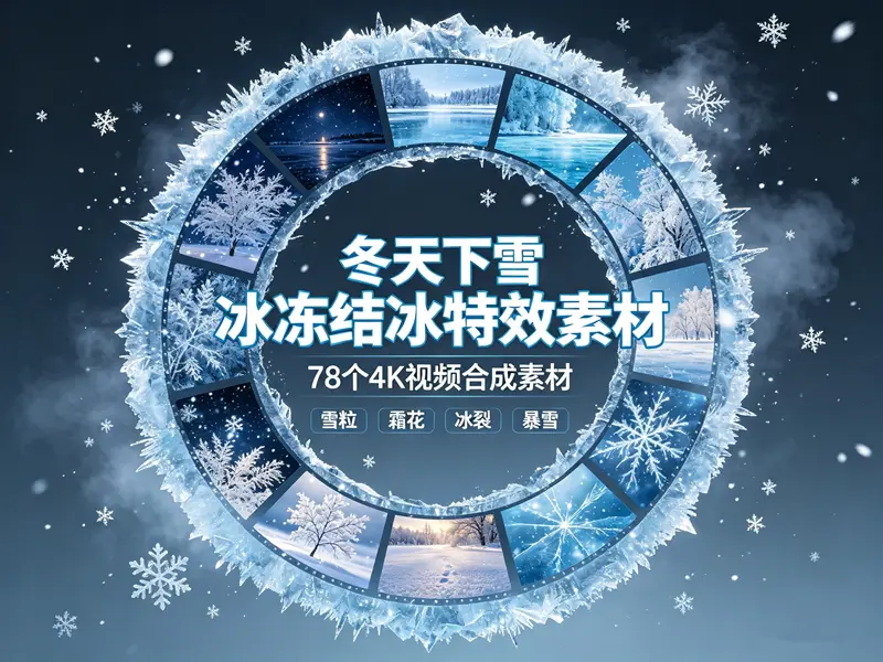 78个冬天下雪冰冻结冰特效4K视频合成素材【9.85G】 第1张 78个冬天下雪冰冻结冰特效4K视频合成素材【9.85G】 第1张