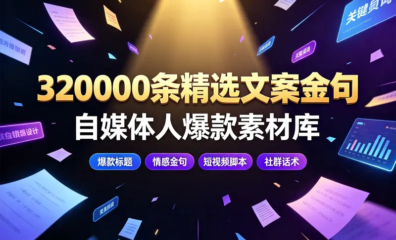 自媒体人爆款素材:320000条精选文案金句 第1张 自媒体人爆款素材:320000条精选文案金句 第1张