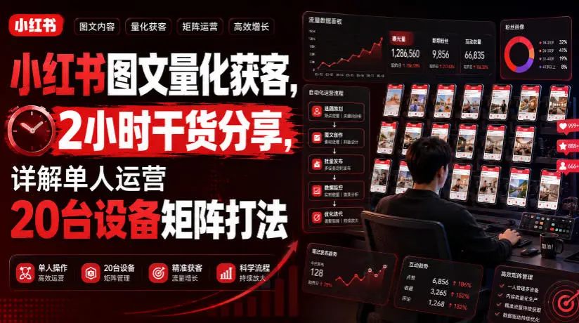 小红书图文量化获客,详解单人运营20台设备矩阵打法 第1张 小红书图文量化获客,详解单人运营20台设备矩阵打法 第1张