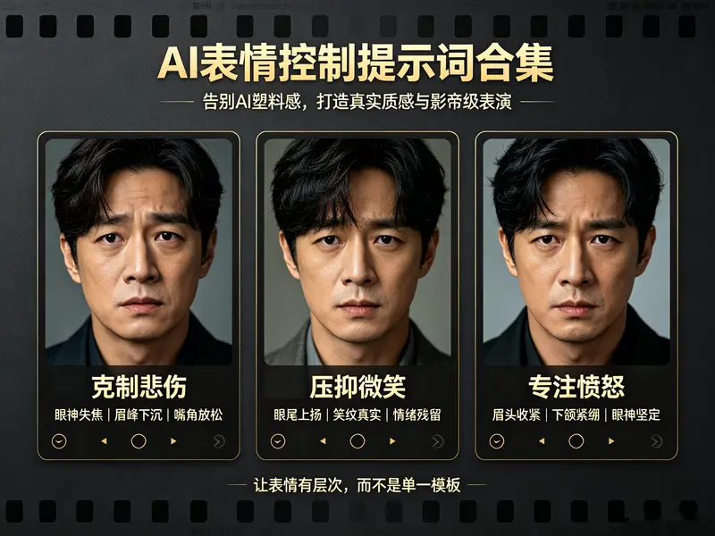 AI表情控制提示词合集,真实质感与影帝级表演 第1张 AI表情控制提示词合集,真实质感与影帝级表演 第1张