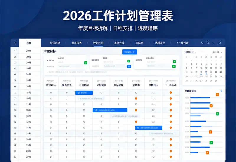 2026工作计划excel表格模板【高质量】 第1张 2026工作计划excel表格模板【高质量】 第1张