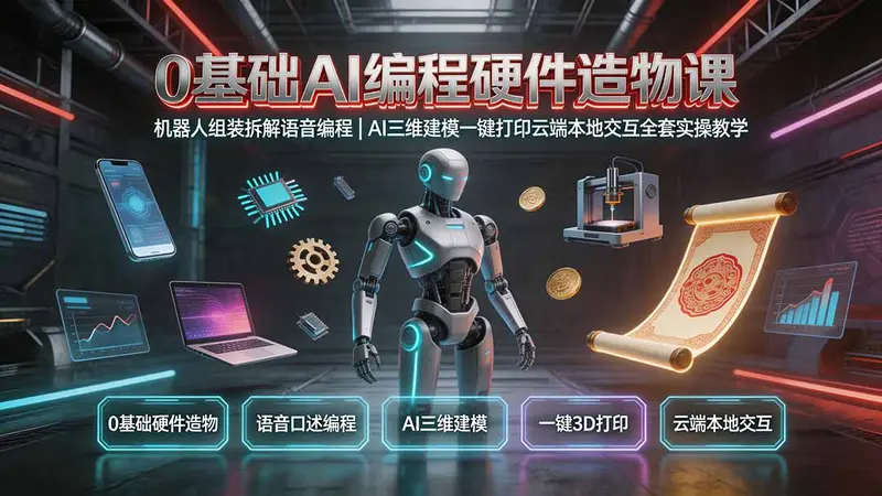 0基础AI编程硬件造物课|机器人组装拆解语音编程 第1张 0基础AI编程硬件造物课|机器人组装拆解语音编程 第1张