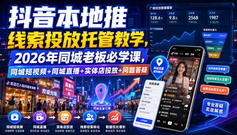 抖音本地推线索投放托管教学,同城短视频+同城直播+实体店投放+问题答疑 第1张 抖音本地推线索投放托管教学,同城短视频+同城直播+实体店投放+问题答疑 第1张