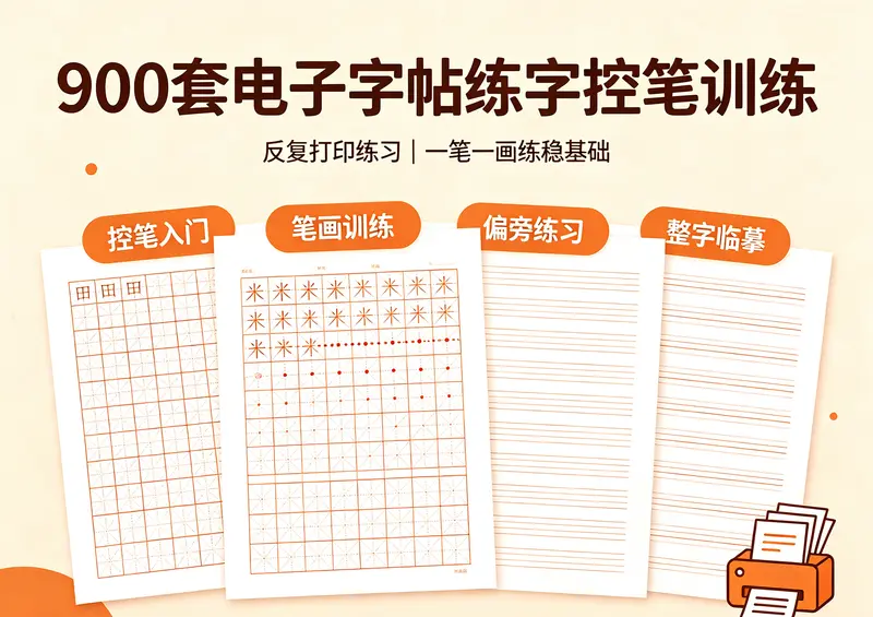 900套电子字帖练字控笔训练+可重复打印 第1张 900套电子字帖练字控笔训练+可重复打印 第1张