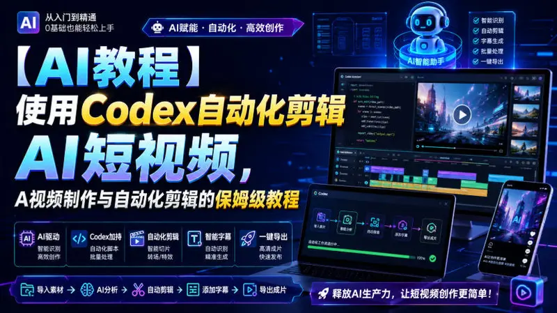 使用Codex自动化剪辑AI短视频,保姆级教程 第1张 使用Codex自动化剪辑AI短视频,保姆级教程 第1张