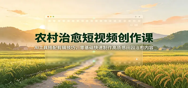 农村治愈短视频创作课:AI工具搭配剪辑技巧,零基础快速制作高质感田园治愈内容 第1张 农村治愈短视频创作课:AI工具搭配剪辑技巧,零基础快速制作高质感田园治愈内容 第1张
