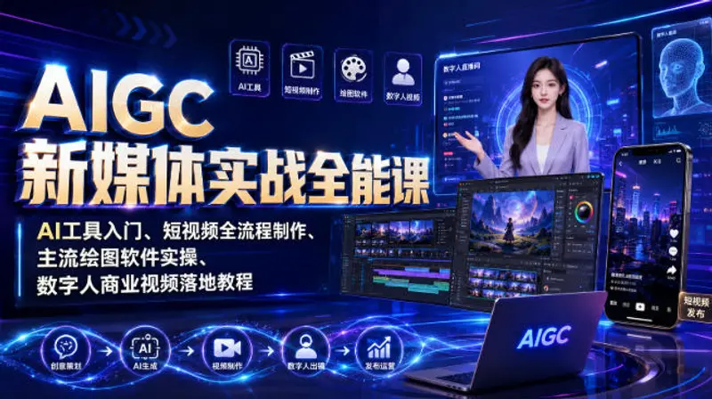 AIGC新媒体实战全能课|AI工具入门、短视频全流程制作 第1张 AIGC新媒体实战全能课|AI工具入门、短视频全流程制作 第1张
