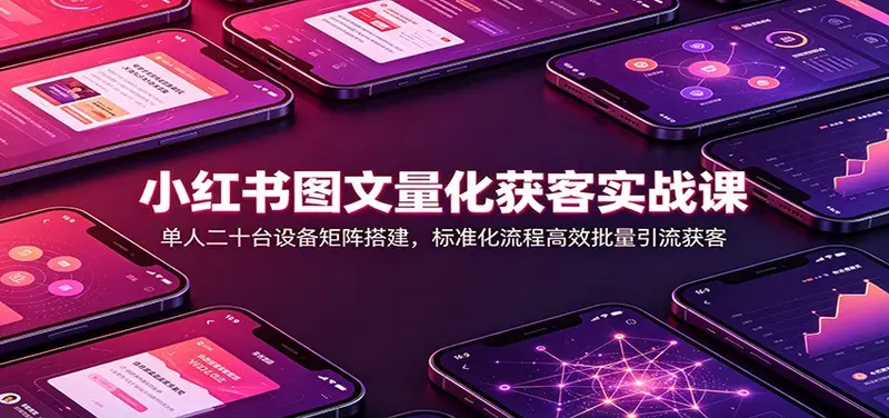 小红书图文量化获客实战课:单人二十台设备矩阵搭建 第1张 小红书图文量化获客实战课:单人二十台设备矩阵搭建 第1张