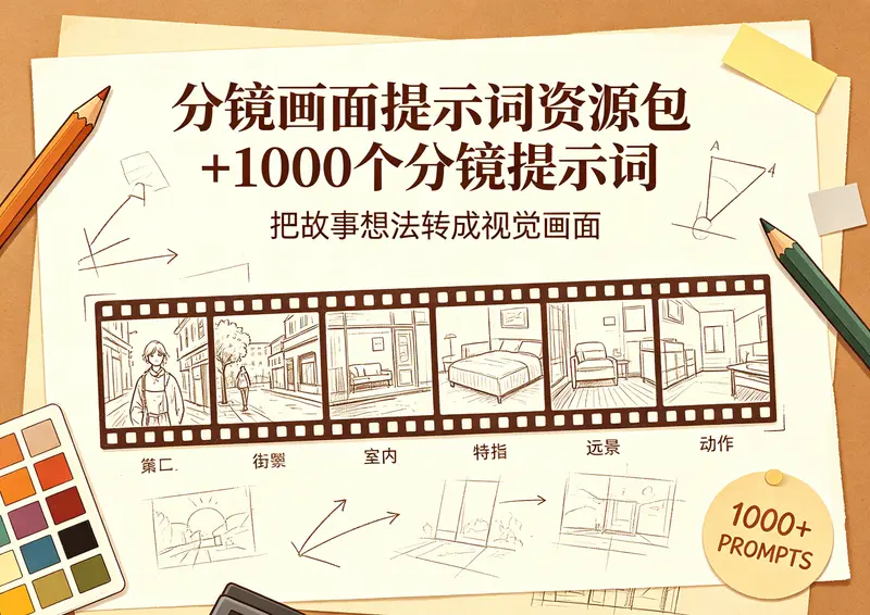 分镜画面提示词资源包+1000个分镜提示词 第1张 分镜画面提示词资源包+1000个分镜提示词 第1张
