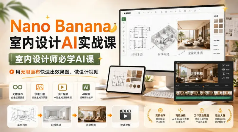 Nano Banana室内设计AI实战课,室内设计师必学AI课 第1张 Nano Banana室内设计AI实战课,室内设计师必学AI课 第1张