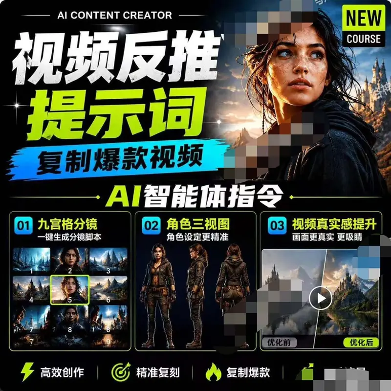 智能体指令智能体反推视频提示词 · 逆向复刻 第1张 智能体指令智能体反推视频提示词 · 逆向复刻 第1张