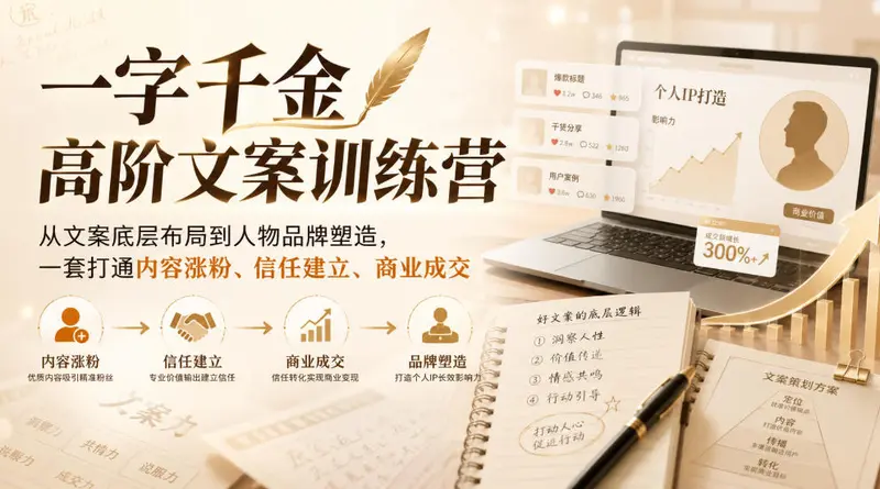一字千金高阶文案训练营,从文案底层布局到人物品牌塑造 第1张 一字千金高阶文案训练营,从文案底层布局到人物品牌塑造 第1张