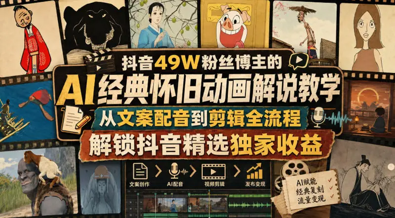 抖音49W粉丝博主的AI经典怀旧动画解说教学 第1张 抖音49W粉丝博主的AI经典怀旧动画解说教学 第1张