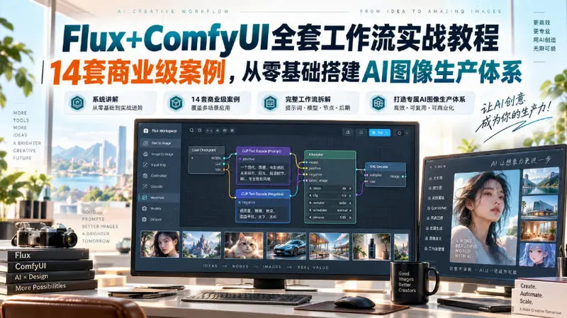 Flux+ComfyUI全套工作流实战教程|14套商业级案例 第1张 Flux+ComfyUI全套工作流实战教程|14套商业级案例 第1张