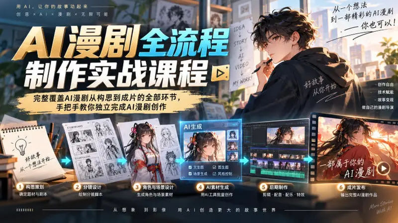 AI漫剧全流程制作实战课程,手把手教你独立完成AI漫剧创作 第1张 AI漫剧全流程制作实战课程,手把手教你独立完成AI漫剧创作 第1张