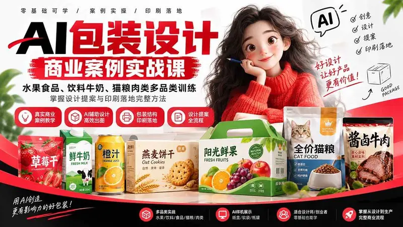 AI包装设计商业案例实战课,掌握设计提案与印刷落地完整方法 第1张 AI包装设计商业案例实战课,掌握设计提案与印刷落地完整方法 第1张
