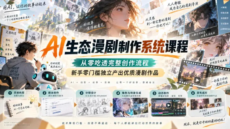 AI生态漫剧制作系统课程,新手零门槛独立产出优质漫剧作品 第1张 AI生态漫剧制作系统课程,新手零门槛独立产出优质漫剧作品 第1张